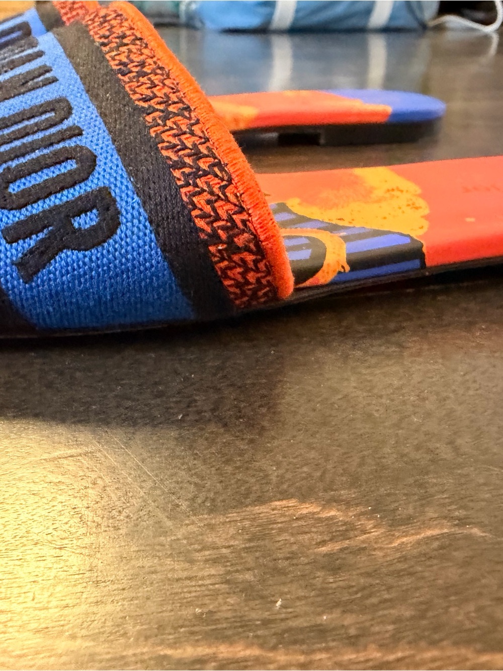 Dior Blue and Orange Logo Slide Sandals - Picture 4 of 7